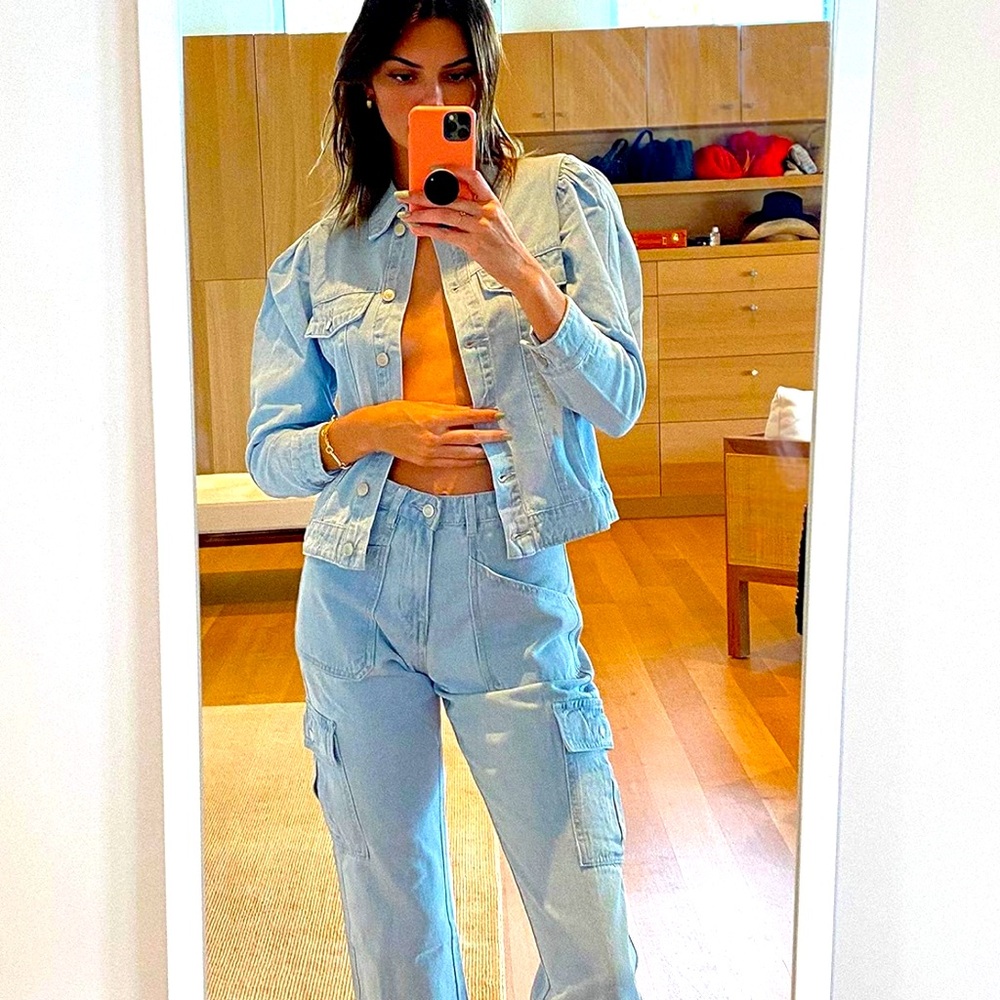 KENDALL + KYLIE Women's Puff Sleeve Denim Jacket